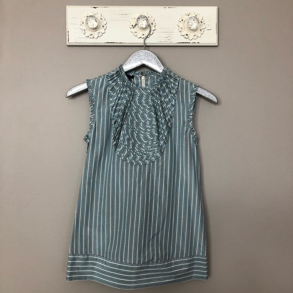 BCBGMaxAzria Tops Bcbgmaxazria Light Blue And Brown Striped Top